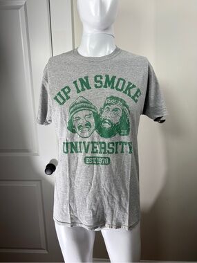 Up In Smoke University Graphic Tee - Gray with Green Print